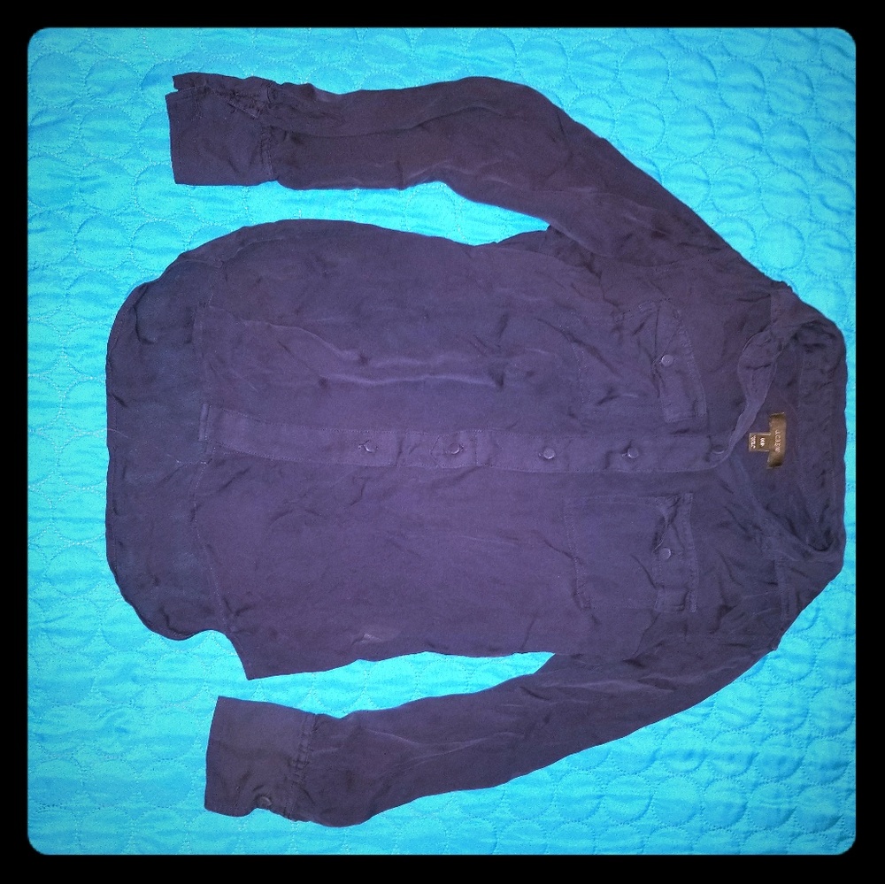J Crew silk navy button down
